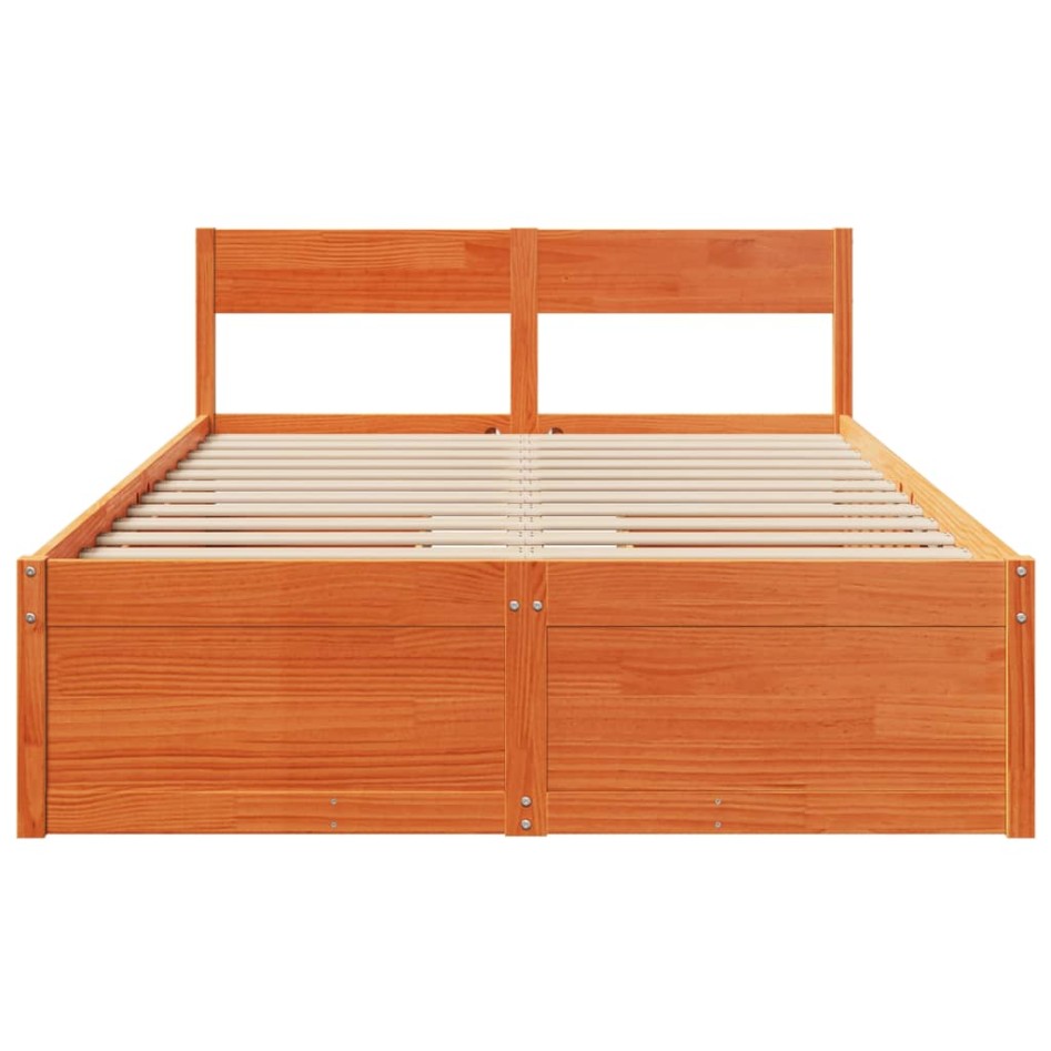 Estructura de cama sin colchón madera maciza marrón 135x190