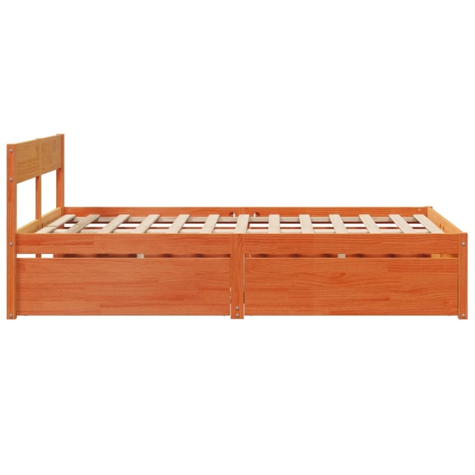 Estructura de cama sin colchón madera maciza marrón 135x190
