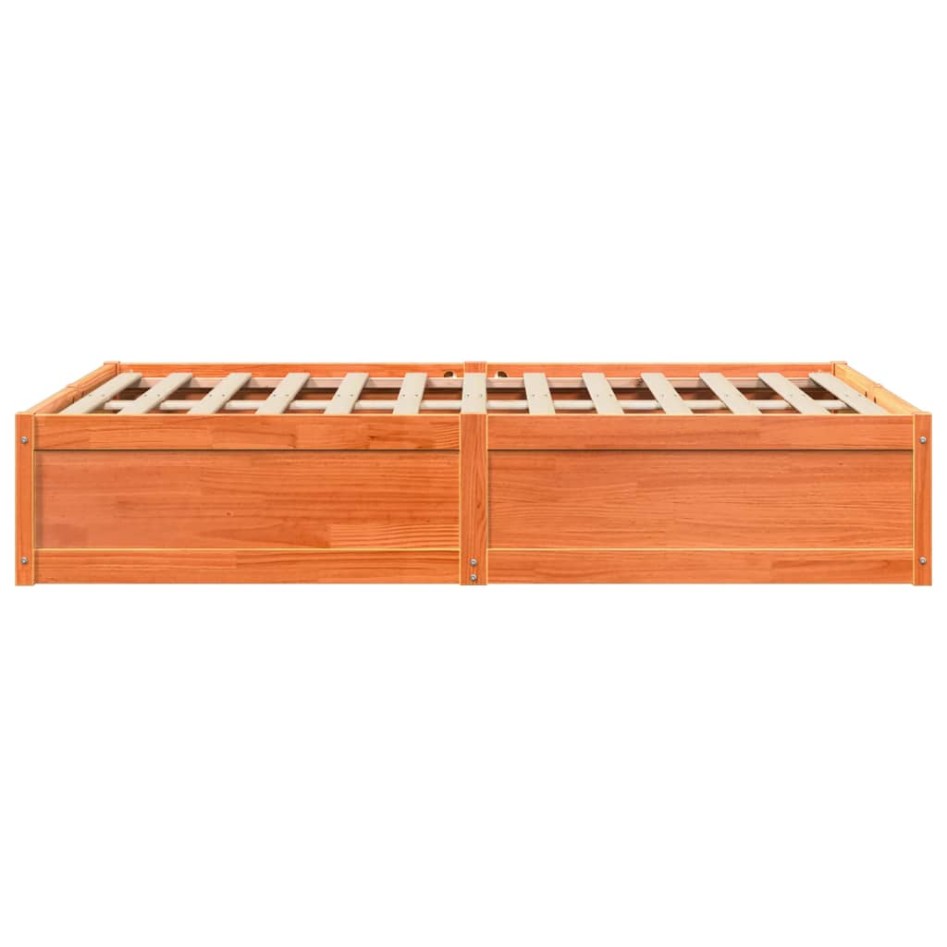 Estructura de cama sin colchón madera maciza marrón 135x190