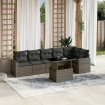 Set de sofás de jardín 7 pzas con cojines ratán sintético gris
