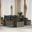 Set de muebles de jardín 6 pzas y cojines ratán sintético gris