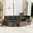 Set de sofás de jardín 7 pzas con cojines ratán sintético gris