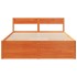 Cama sin colchón madera maciza de pino marrón cera 160x200