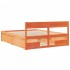 Cama sin colchón madera maciza de pino marrón cera 160x200