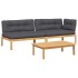 Set de sofás de palets de jardín y cojines 3 pzas madera