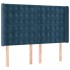 Cama box spring colchón y LED terciopelo azul oscuro 140x190