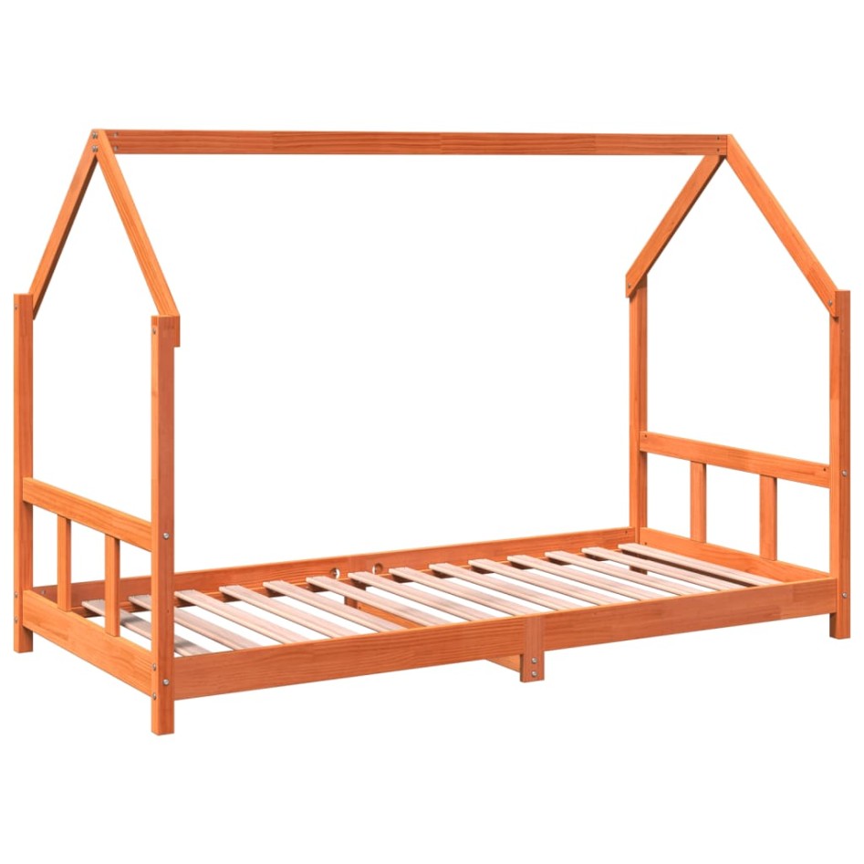 Estructura de cama infantil madera de pino marrón cera