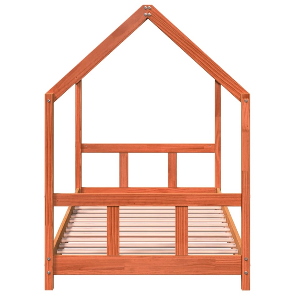 Estructura de cama infantil madera de pino marrón cera