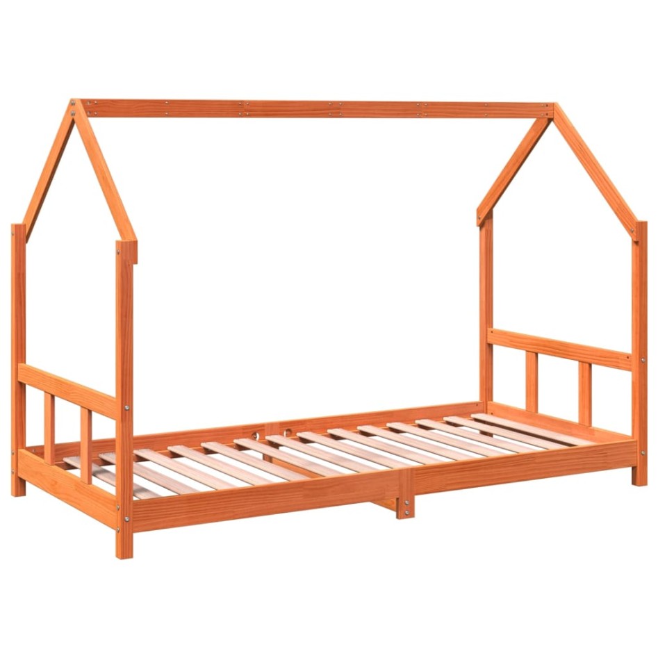 Estructura de cama infantil madera de pino marrón cera