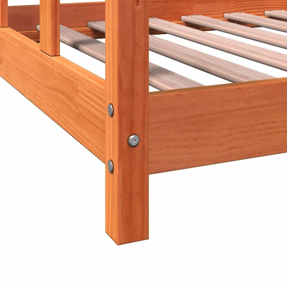 Estructura de cama infantil madera de pino marrón cera