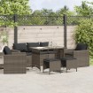 Set de muebles de jardín 6 pzas y cojines ratán sintético gris