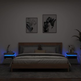 Mesitas de noche con luces LED 2 uds gris hormigón