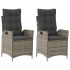 Sillones reclinable jardín y cojines 2 uds ratán sintético