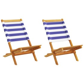 Sillas de jardín 2 uds madera maciza acacia y tela azul