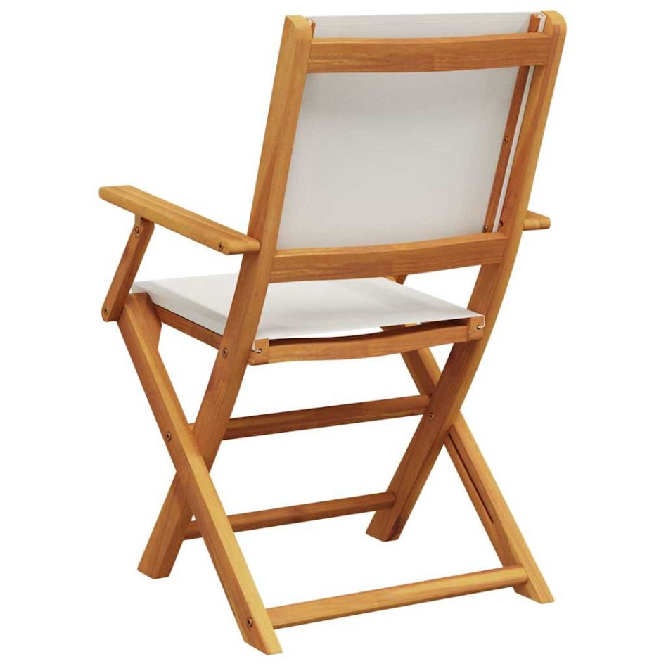 Sillas de jardín 2 uds madera maciza acacia y tela crema