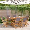 Set de comedor de jardín 7 pzas tela madera maciza antracita