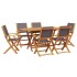 Set de comedor de jardín 7 pzas tela madera maciza