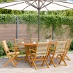 Set de comedor jardín 7 pzas polipropileno madera maciza beige