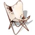Silla mariposa de cuero auténtico marrón y