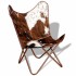 Silla mariposa de cuero auténtico marrón y
