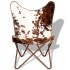 Silla mariposa de cuero auténtico marrón y