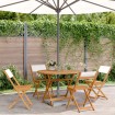 Set de comedor de jardín 5 pzas tela madera maciza blanco crema