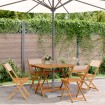 Set de comedor de jardín 5 pzas tela madera maciza beige