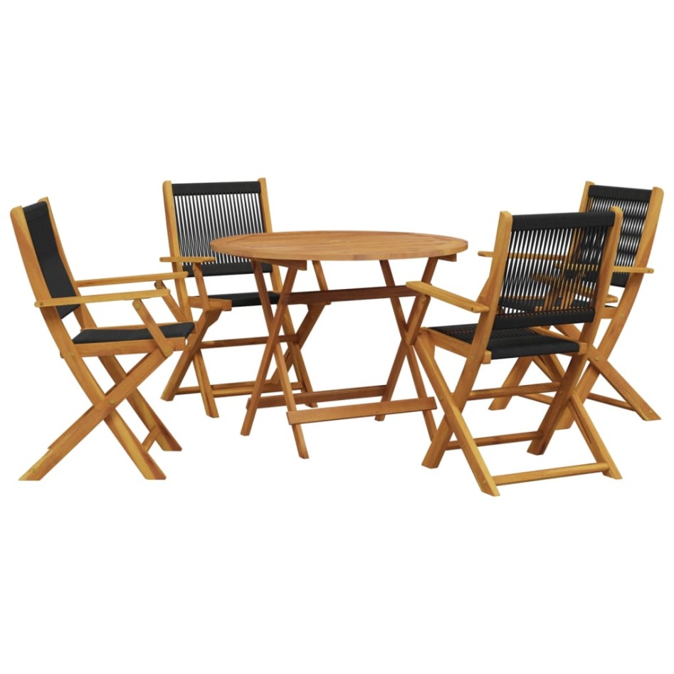 Set de comedor jardín 5 pzas polipropileno madera maciza
