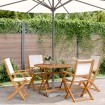 Set de comedor de jardín 5 pzas tela madera maciza blanco crema