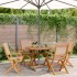 Set de comedor de jardín 5 pzas tela madera maciza gris