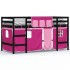 Cama alta para niños con cortinas madera pino rosa 90x190