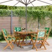 Set de comedor jardín 5 pzas tela madera maciza estampado hojas