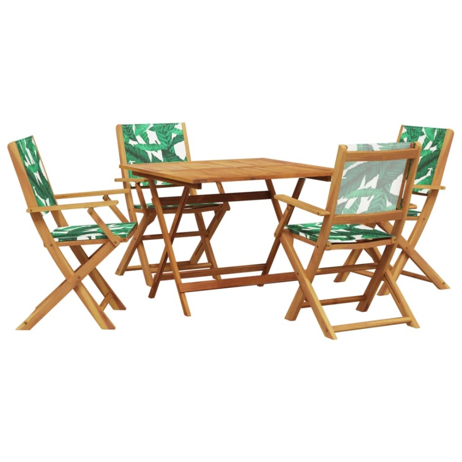 Set de comedor jardín 5 pzas tela madera maciza estampado