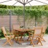 Set de comedor de jardín 5 pzas tela madera maciza gris