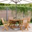 Set de comedor de jardín 5 pzas tela madera maciza gris taupe