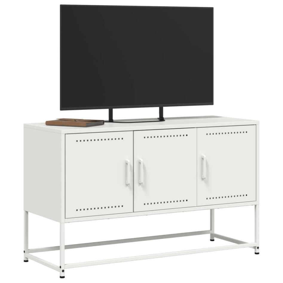 Mueble para TV de acero blanco 100,5x39x60,5