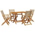 Set de comedor de jardín 5 pzas ratán PE madera maciza