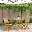 Juego de bistro de 3 piezas polipropileno y madera maciza beige