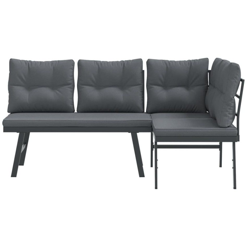 Bancos de jardín cojines 2 pzas acero recubrimiento polvo