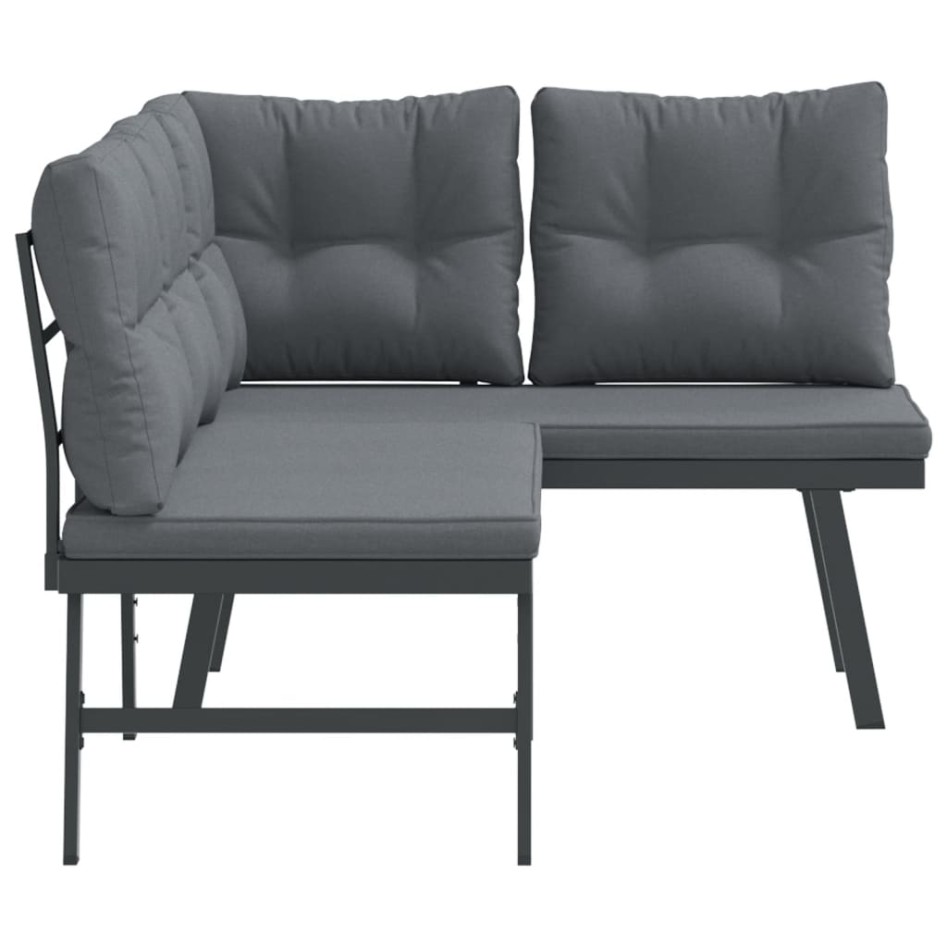 Bancos de jardín cojines 2 pzas acero recubrimiento polvo