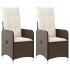 Sillones reclinables jardín con cojines marrones 2 uds ratán