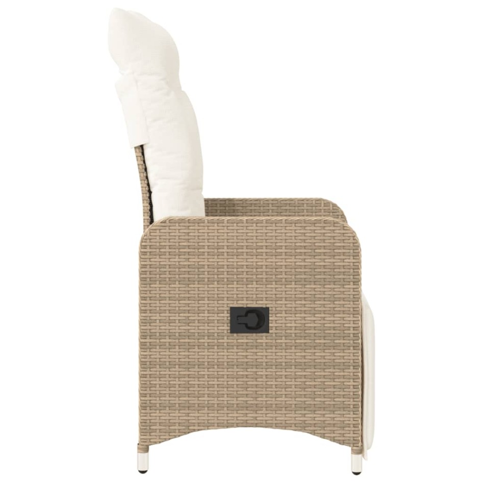 Sillones reclinables de jardín con cojines beige 2 uds ratán
