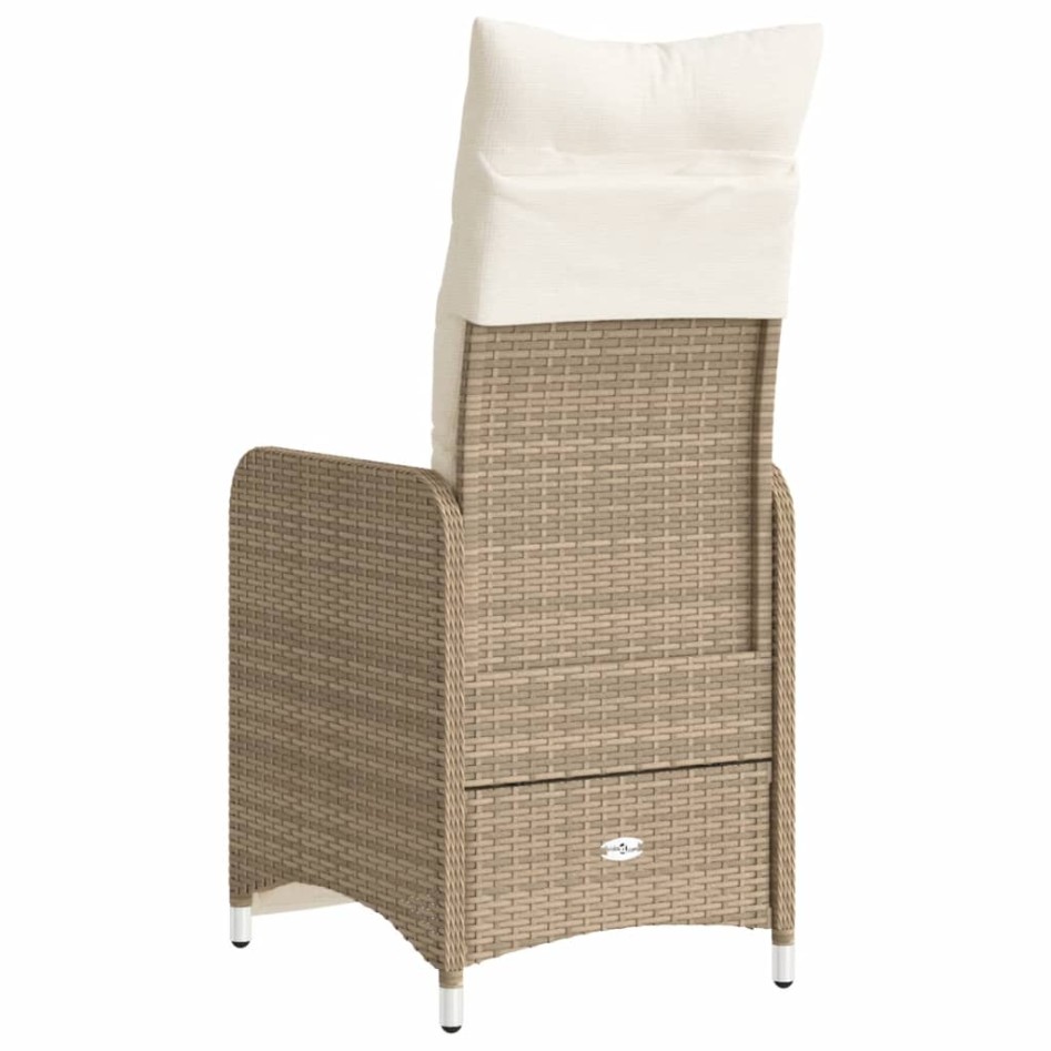 Sillones reclinables de jardín con cojines beige 2 uds ratán