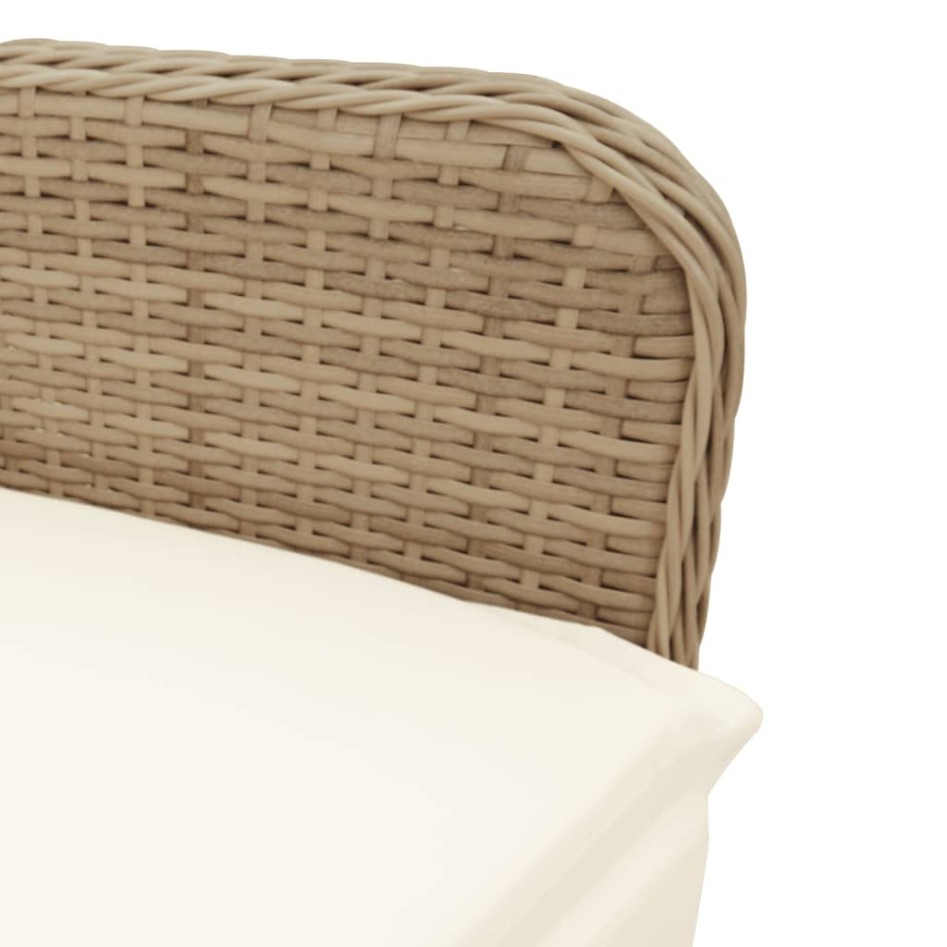 Sillones reclinables de jardín con cojines beige 2 uds ratán