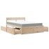 Cama con cajones y colchón madera maciza de pino 140x190