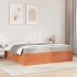 Cama con colchón madera maciza de pino marrón cera 180x200