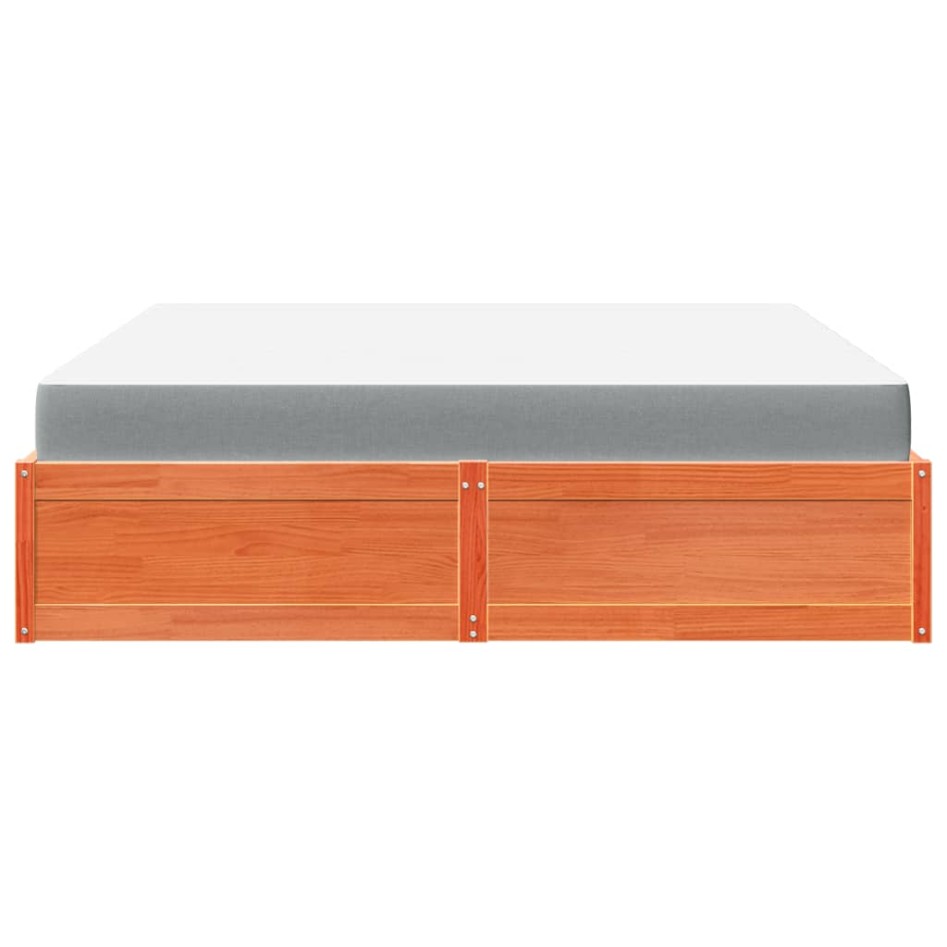 Cama con colchón madera maciza de pino marrón cera 180x200