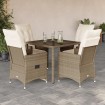 Set comedor de jardín 5 pzas con cojines ratán sintético beige