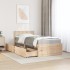 Cama con cajones y colchón madera maciza pino blanco 90x190