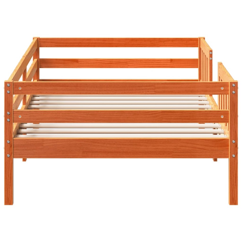 Cama sin colchón madera maciza pino marrón cera 80x200